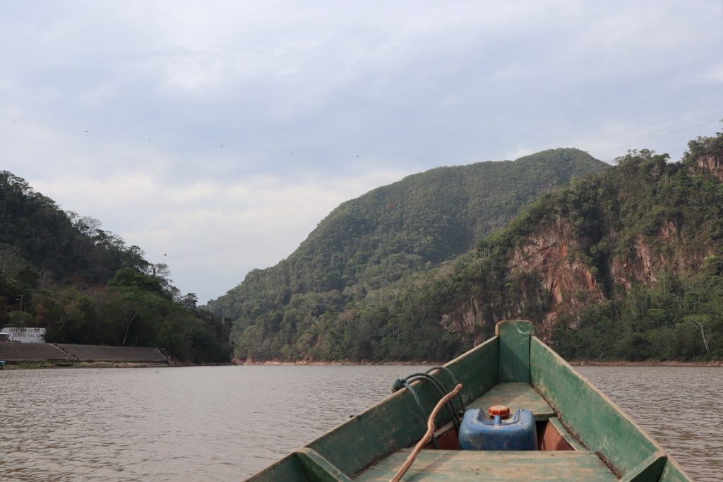 Boat on Rio Beni, Madidi National Park in Bolivia